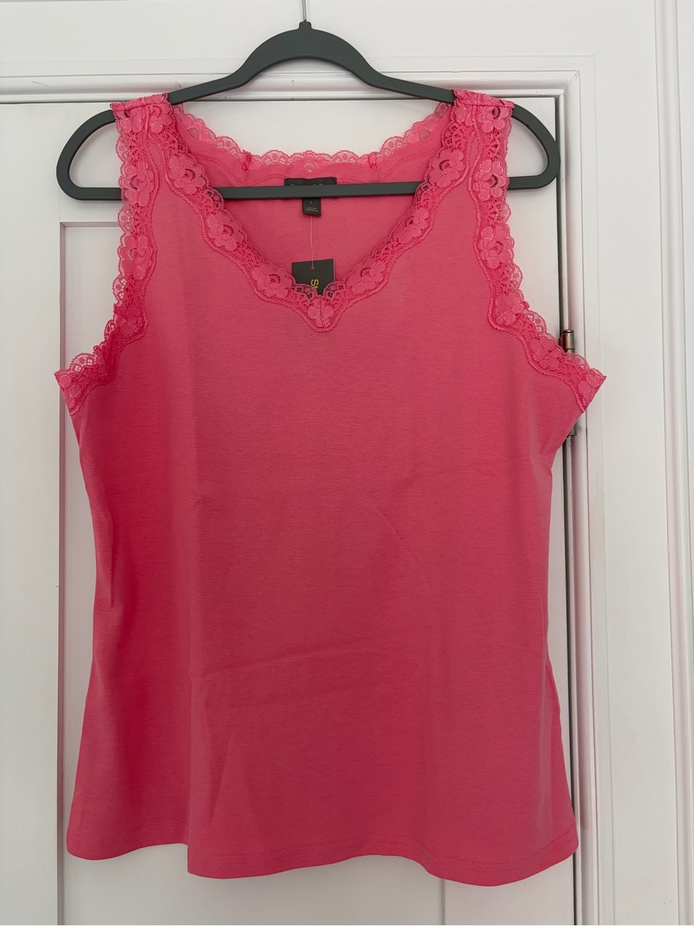 Style & Co Women’s Pink Lace Trim Sleeveless Tank Top Size Large
